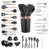 Kitchen Cooking Utensils Set, 50 PCS Silicone Spatula Set with Holder, 428 Fahrenheit Heat Resistant Gadget Spoons Tools, Wooden Handle