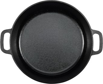 Cast Iron Dutch Oven Pot with Lid and Dual Handles, Oven Safe, Heavy-Duty, 7-Quart, Round, Black