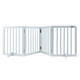Freestanding Pet Barrier, 24" Height x 80.3" Width, 4-Panel Folding Dog Gate for Various Openings