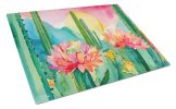 NEW Arizona Saguaro Cactus Blossom in Watercolor Glass Cutting Board Decorative Tempered Glass Kitchen Cutting and Serving Board Large Size Chopping B