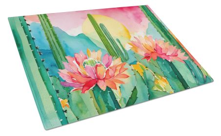 NEW Arizona Saguaro Cactus Blossom in Watercolor Glass Cutting Board Decorative Tempered Glass Kitchen Cutting and Serving Board Large Size Chopping B