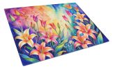 NEW Lilies in Color Glass Cutting Board Decorative Tempered Glass Kitchen Cutting and Serving Board Large Size Chopping Board