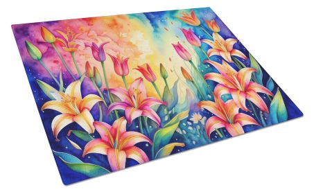 NEW Lilies in Color Glass Cutting Board Decorative Tempered Glass Kitchen Cutting and Serving Board Large Size Chopping Board