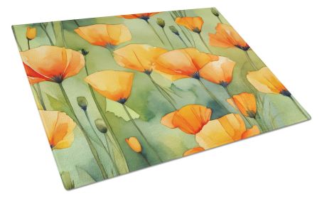NEW California California Poppies in Watercolor Glass Cutting Board Decorative Tempered Glass Kitchen Cutting and Serving Board Large Size Chopping Bo