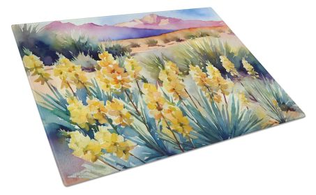 NEW New Mexico Yucca Flower in Watercolor Glass Cutting Board Decorative Tempered Glass Kitchen Cutting and Serving Board Large Size Chopping Board