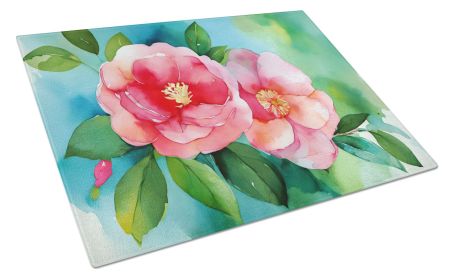 NEW Alabama Camellia in Watercolor Glass Cutting Board Decorative Tempered Glass Kitchen Cutting and Serving Board Large Size Chopping Board