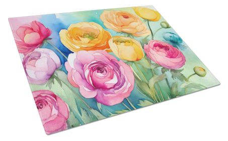 NEW Ranunculus in Watercolor Glass Cutting Board Decorative Tempered Glass Kitchen Cutting and Serving Board Large Size Chopping Board