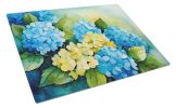 Hydrangeas in Watercolor Glass Cutting Board Decorative Tempered Glass Kitchen Cutting and Serving Board Large Size Chopping Board