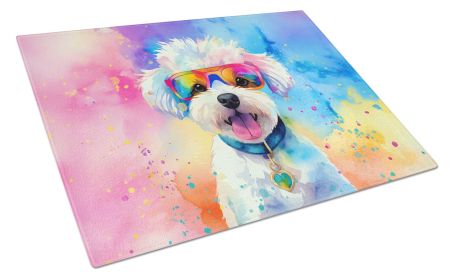 NEW Bichon Frise Hippie Dawg Glass Cutting Board Decorative Tempered Glass Kitchen Cutting and Serving Board Large Size Chopping Board