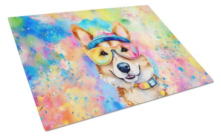 NEW Corgi Hippie Dawg Glass Cutting Board Decorative Tempered Glass Kitchen Cutting and Serving Board Large Size Chopping Board