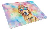 NEW Golden Retriever Hippie Dawg Glass Cutting Board Decorative Tempered Glass Kitchen Cutting and Serving Board Large Size Chopping Board
