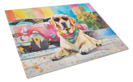 NEW Yellow Labrador Hippie Dawg Glass Cutting Board Decorative Tempered Glass Kitchen Cutting and Serving Board Large Size Chopping Board