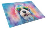 NEW Old English Sheepdog Hippie Dawg Glass Cutting Board Decorative Tempered Glass Kitchen Cutting and Serving Board Large Size Chopping Board