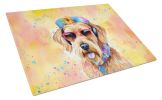 NEW Airedale Terrier Hippie Dawg Glass Cutting Board Decorative Tempered Glass Kitchen Cutting and Serving Board Large Size Chopping Board