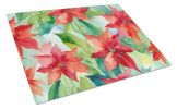 Poinsettias in Watercolor Glass Cutting Board Decorative Tempered Glass Kitchen Cutting and Serving Board Large Size Chopping Board