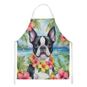 Boston Terrier Luau Apron Cooking Kitchen Server Baking Crafts Gardening for Adult Women Men, Unisex, Large, Multicolor