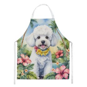 Bichon Frise Luau Apron Cooking Kitchen Server Baking Crafts Gardening for Adult Women Men, Unisex, Large, Multicolor