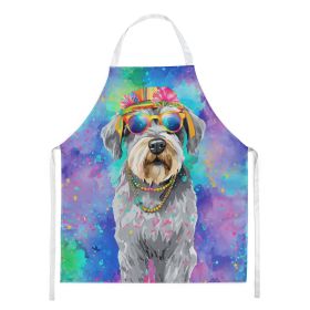 Schnauzer Hippie Dawg Apron Cooking Kitchen Server Baking Crafts Gardening for Adult Women Men, Unisex, Large, Multicolor