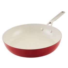 Hard Anodized 12.25 Inch Ceramic Nonstick Frying Pan, Oven Safe to 500°F, Empire Red