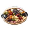 Build-a-Board 14-Inch Round Bamboo Charcuterie and Snack Board with Clear Locking Lid