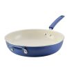 12.5 Inch Ceramic Nonstick Frying Pan / Skillet with Helper Handle, Dishwasher Safe, Blue