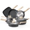 19 Piece Pots and Pans Set, Granite Nonstick Cookware Set, Induction Cookwares, Kitchen RV Cooking Sets with Frying, Sauce, Saute, Tempered Glass Lids
