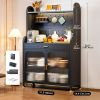 Freestanding Kitchen Pantry Storage Cabinet with Pegboard Wall