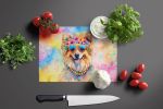 NEW Pomeranian Hippie Dawg Glass Cutting Board Decorative Tempered Glass Kitchen Cutting and Serving Board Large Size Chopping Board