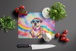 NEW Pug Hippie Dawg Glass Cutting Board Decorative Tempered Glass Kitchen Cutting and Serving Board Large Size Chopping Board