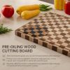 Kitchen cutting board, upgraded grid cutting board, acacia wood cutting board, with drainage channels and handles, large butcher cutting board tray