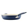12.5 Inch Ceramic Nonstick Frying Pan / Skillet with Helper Handle, Dishwasher Safe, Blue