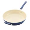 12.5 Inch Ceramic Nonstick Frying Pan / Skillet with Helper Handle, Dishwasher Safe, Blue