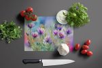 NEW South Dakota Pasque Flowers in Watercolor Glass Cutting Board Decorative Tempered Glass Kitchen Cutting and Serving Board Large Size Chopping Boar