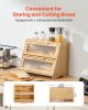 Double Layer Bread Box for Kitchen Counter, Large Capacity Bamboo Bread Storage Container, Farmhouse Wooden Breadbox for Homemade Bread