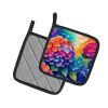 Colorful Hydrangeas Pair of Pot Holders Kitchen Heat Resistant Pot Holders Sets Oven Hot Pads for Cooking Baking BBQ, 7 1/2 x 7 1/2