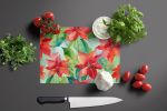 Poinsettias in Watercolor Glass Cutting Board Decorative Tempered Glass Kitchen Cutting and Serving Board Large Size Chopping Board