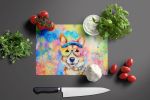 NEW Corgi Hippie Dawg Glass Cutting Board Decorative Tempered Glass Kitchen Cutting and Serving Board Large Size Chopping Board