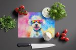NEW Bichon Frise Hippie Dawg Glass Cutting Board Decorative Tempered Glass Kitchen Cutting and Serving Board Large Size Chopping Board