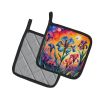 Colorful Iris Pair of Pot Holders Kitchen Heat Resistant Pot Holders Sets Oven Hot Pads for Cooking Baking BBQ, 7 1/2 x 7 1/2