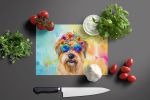 NEW Cairn Terrier Hippie Dawg Glass Cutting Board Decorative Tempered Glass Kitchen Cutting and Serving Board Large Size Chopping Board