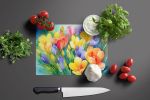 NEW Freesias in Watercolor Glass Cutting Board Decorative Tempered Glass Kitchen Cutting and Serving Board Large Size Chopping Board