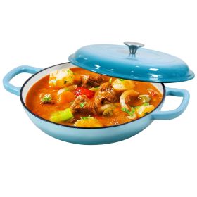 Enameled Cast Iron Dutch Oven, 3.8 Quart Dutch Oven Pot with Lid, Non Stick Cast Iron Pot, Round Oven Safe up to 500°F, Use for Marinate, Cook (Color: teal)