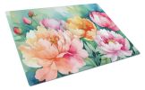 NEW Indiana Peonies in Watercolor Glass Cutting Board Decorative Tempered Glass Kitchen Cutting and Serving Board Large Size Chopping Board