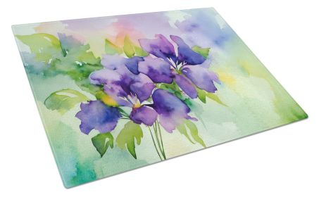 NEW New Jersey Violet in Watercolor Glass Cutting Board Decorative Tempered Glass Kitchen Cutting and Serving Board Large Size Chopping Board (Default: Default)