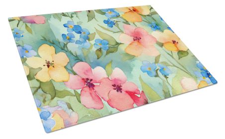 NEW Alaska Forget-me-nots in Watercolor Glass Cutting Board Decorative Tempered Glass Kitchen Cutting and Serving Board Large Size Chopping Board (Default: Default)