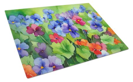 NEW Illinois Violet in Watercolor Glass Cutting Board Decorative Tempered Glass Kitchen Cutting and Serving Board Large Size Chopping Board (Default: Default)