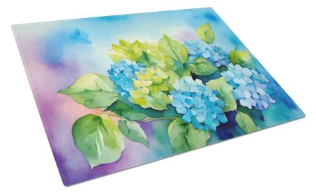 NEW Hydrangeas in Watercolor Glass Cutting Board Decorative Tempered Glass Kitchen Cutting and Serving Board Large Size Chopping Board (Default: Default)