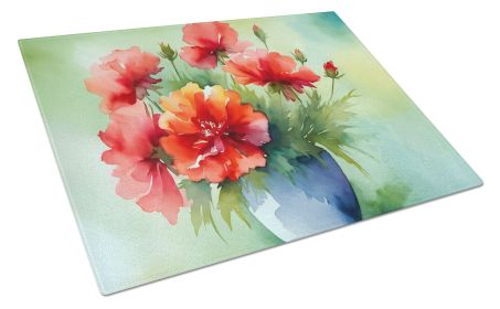 NEW Ohio Scarlet Carnations in Watercolor Glass Cutting Board Decorative Tempered Glass Kitchen Cutting and Serving Board Large Size Chopping Board (Default: Default)