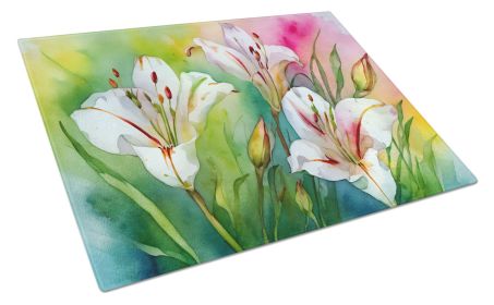 NEW Utah Sego Lilies in Watercolor Glass Cutting Board Decorative Tempered Glass Kitchen Cutting and Serving Board Large Size Chopping Board (Default: Default)