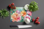 NEW Indiana Peonies in Watercolor Glass Cutting Board Decorative Tempered Glass Kitchen Cutting and Serving Board Large Size Chopping Board